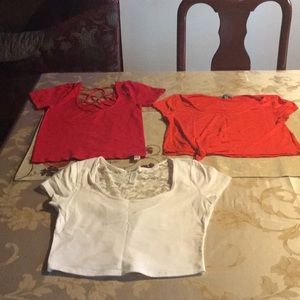 A set of 3 crop tops